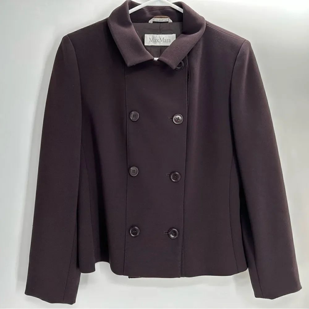 Max Mara Black Double Breasted Womens Blazer Size 10